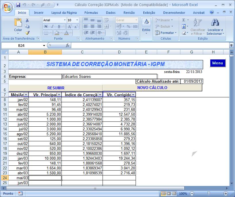 calculo igpm